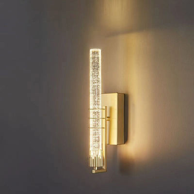 Contemporary Luxury Cylinder Iron Crystal LED Wall Sconce Lamp For Living Room