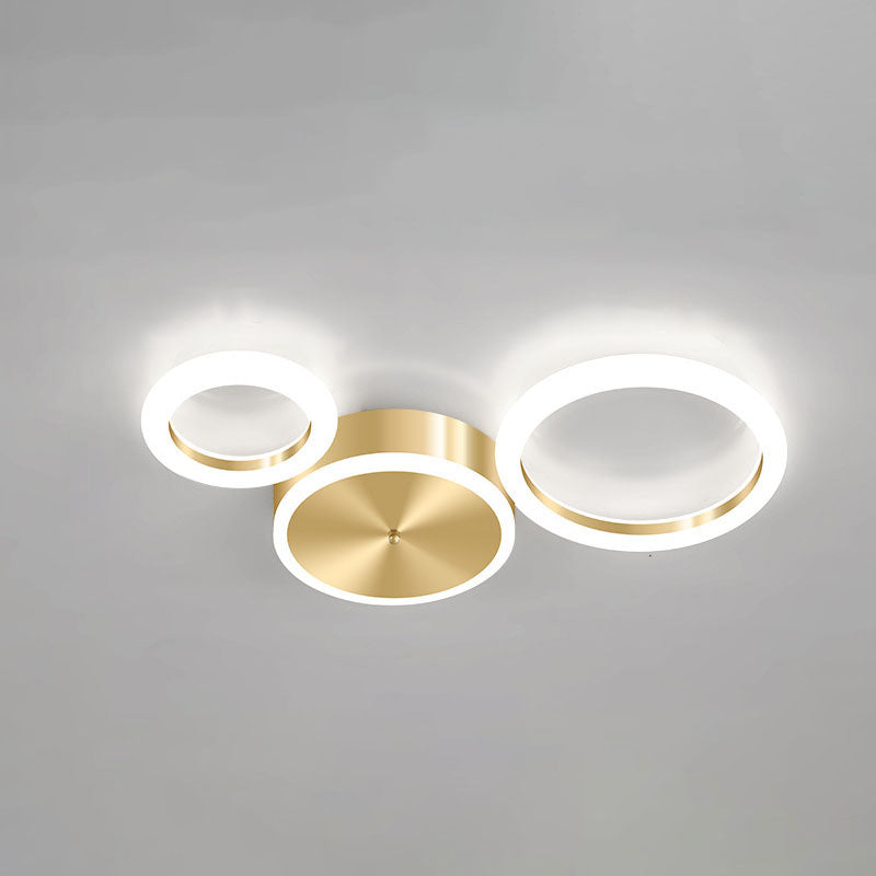 Modern Luxury Golden Circle Acrylic LED Flush Mount Ceiling Light For Living Room