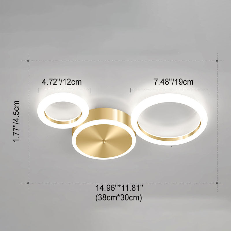 Modern Luxury Golden Circle Acrylic LED Flush Mount Ceiling Light For Living Room