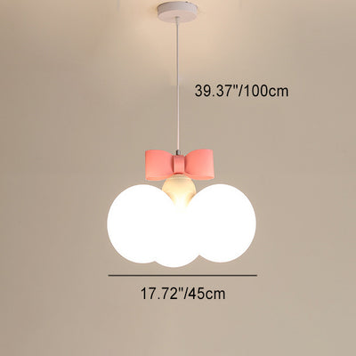 Modern Minimalist Bow Round Iron Resin 1/3 Light Pendant Light For Bedroom