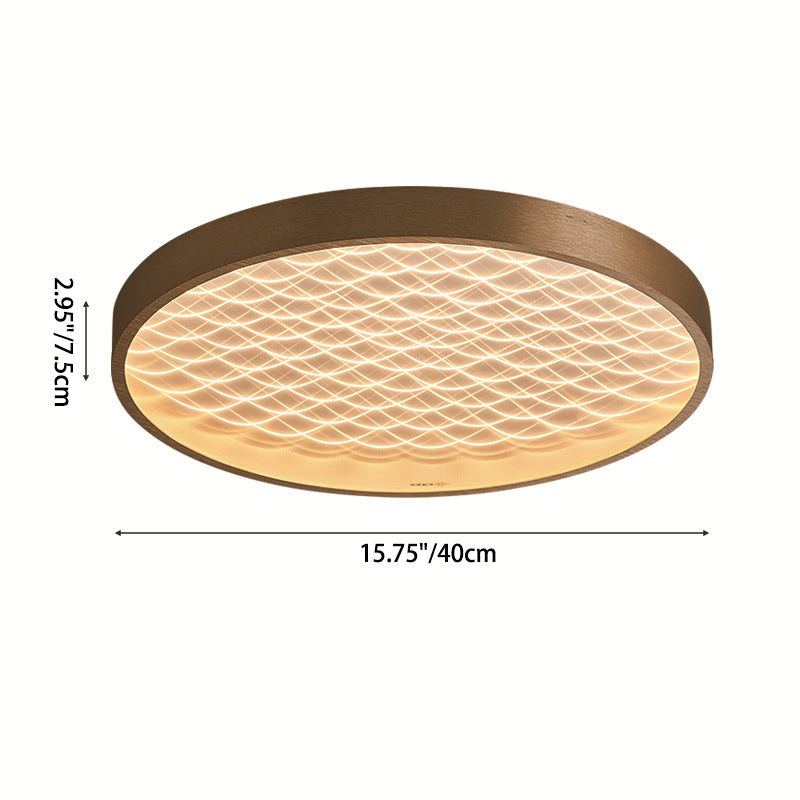 Contemporary Luxury Round Ripple Aluminum Acrylic LED Flush Mount Ceiling Light For Bedroom