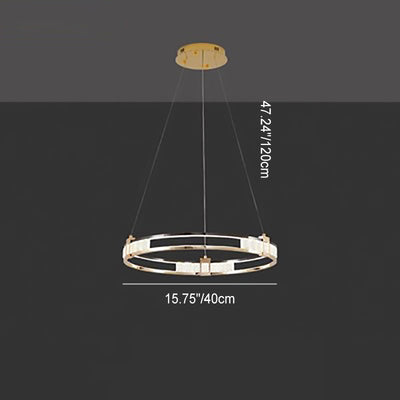 Modern Luxury Circle Aluminum Crystal Glass LED Chandelier For Living Room