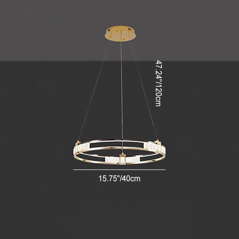 Modern Luxury Circle Aluminum Crystal Glass LED Chandelier For Living Room