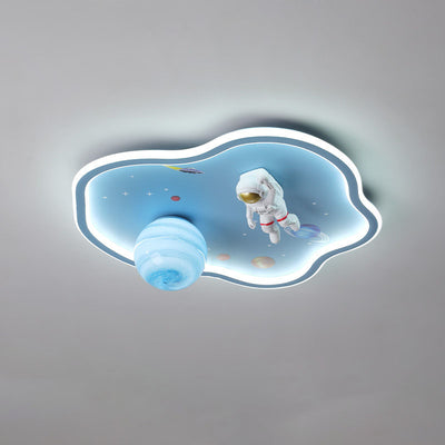 Contemporary Creative Cartoon Planet Spaceman Acrylic LED Kids Flush Mount Ceiling Light For Living Room