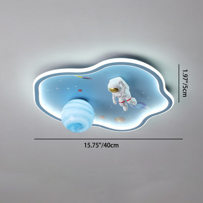 Contemporary Creative Cartoon Planet Spaceman Acrylic LED Kids Flush Mount Ceiling Light For Living Room