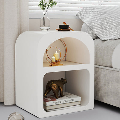 Contemporary Scandinavian Arched Frame Rock Slab Nightstand 2-Tier For Bedroom