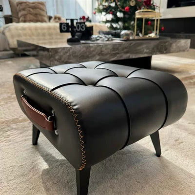 Modern Luxury Square Leather Sponge Upholstered Portable Footstool Backless Armless For Entryways