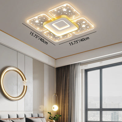 Contemporary Nordic Square Rectangular Acrylic LED Flush Mount Ceiling Light For Living Room