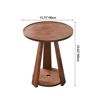 Modern Simplicity Round Rubber Wood End Table 2-Tier For Living Room