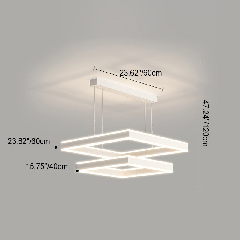 Lustre LED carré minimaliste moderne en fer pour salon 