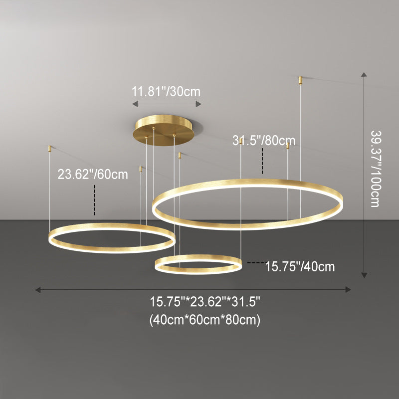 Modern Minimalist Multi Tier Circle Iron Aluminum Acrylic LED Chandelier For Living Room