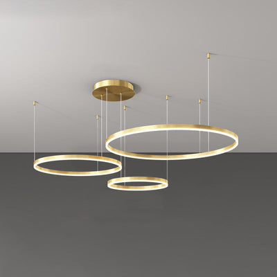 Modern Minimalist Multi Tier Circle Iron Aluminum Acrylic LED Chandelier For Living Room