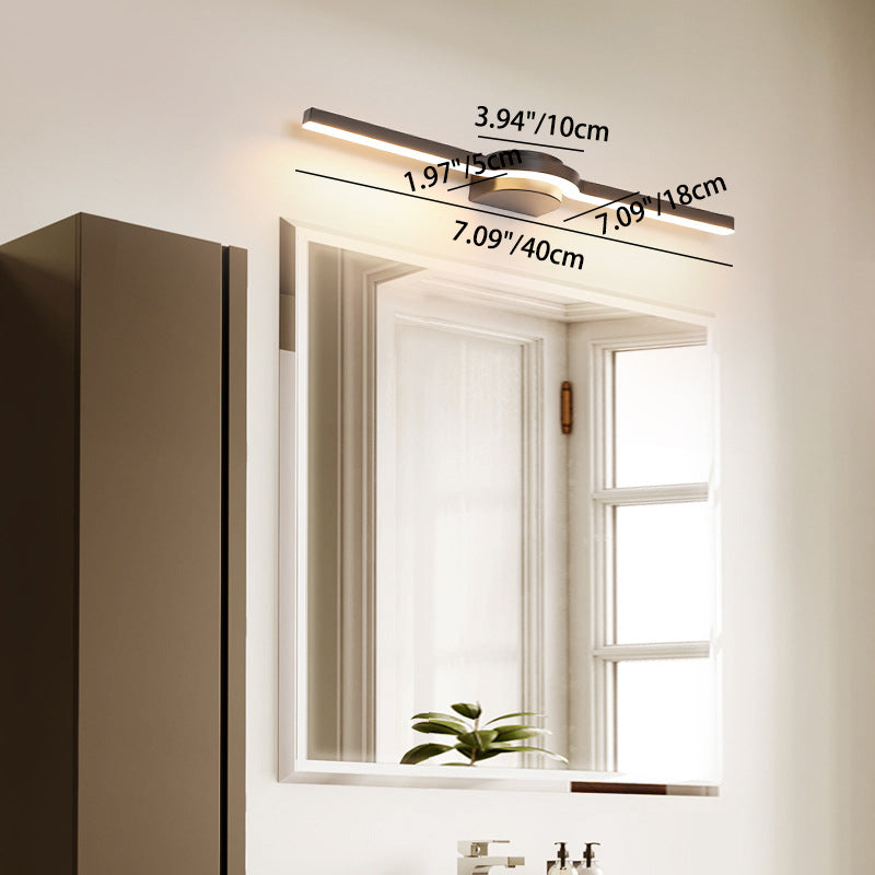 Modern Minimalist Long Rectangular Bent Half Round Base Iron Aluminum Acrylic LED Vanity Light Mirror Front Wall Sconce Lamp For Bathroom