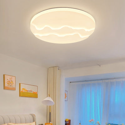 Modern Minimalist Wave Round Square Rectangle Acrylic LED Flush Mount Ceiling Light For Bedroom