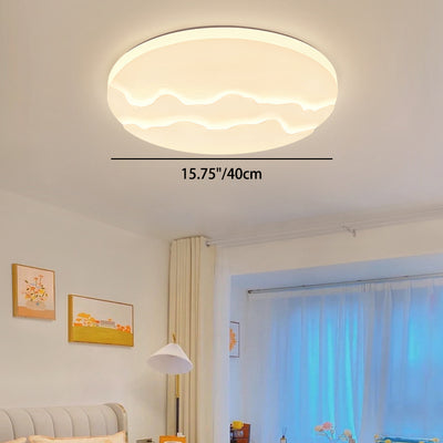 Modern Minimalist Wave Round Square Rectangle Acrylic LED Flush Mount Ceiling Light For Bedroom