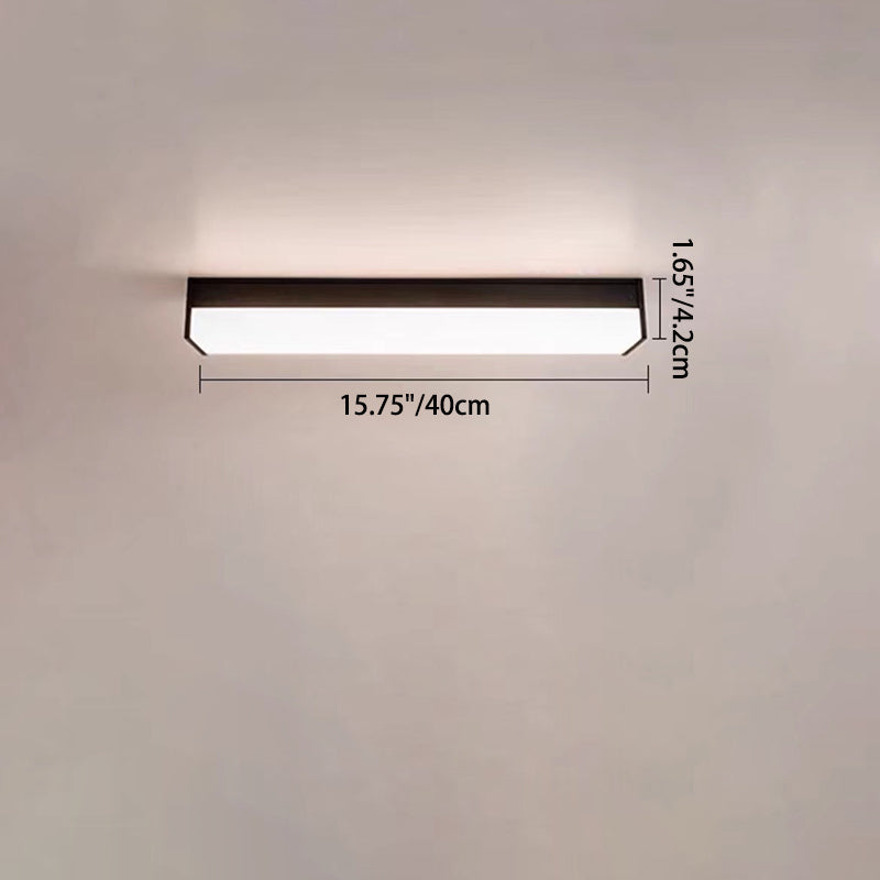 Modern Minimalist Long Rectangle Aluminum PC LED Flush Mount Ceiling Light For Outdoor Patio