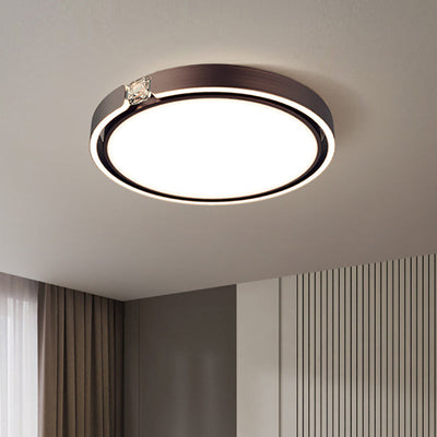 Modern Luxury Round Electroplated Aluminum Acrylic LED Flush Mount Ceiling Light For Bedroom