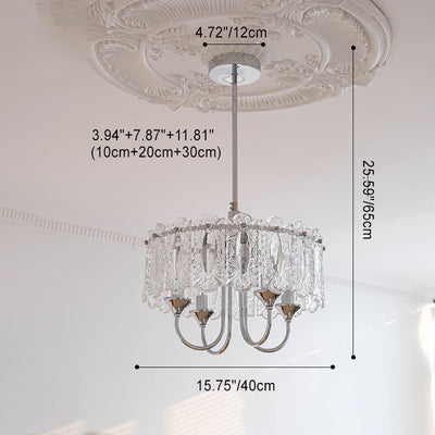 Tradiotional French Iron Glass Round Candlestick Holder 4/5/6 Light Chandeliers For Bedroom