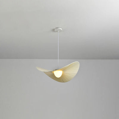 Lampe suspendue à 1 lumière en tissu acrylique créatif nordique avec chapeau de paille 