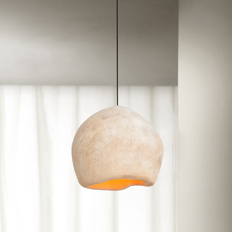 Traditional Japanese Irregular Imitation Stone 1-Light Pendant Light For Living Room