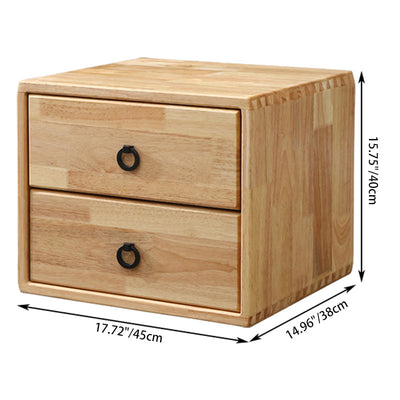 Modern Simplicity Square Rubber Wood Metal Nightstand 1/2 Drawer For Bedside