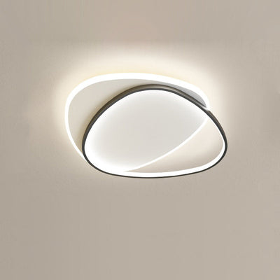 Modern Minimalist Triangle Oval Acrylic Iron LED Flush Mount Ceiling Light For Living Room