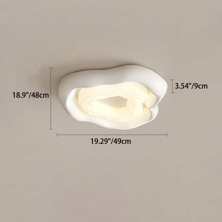 Modern Minimalist Cream Cloud PE Iron LED Flush Mount Ceiling Light For Living Room