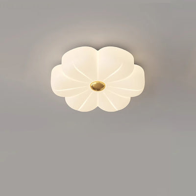 Modern Minimalist Cream Petal Iron PE LED Flush Mount Ceiling Light For Bedroom