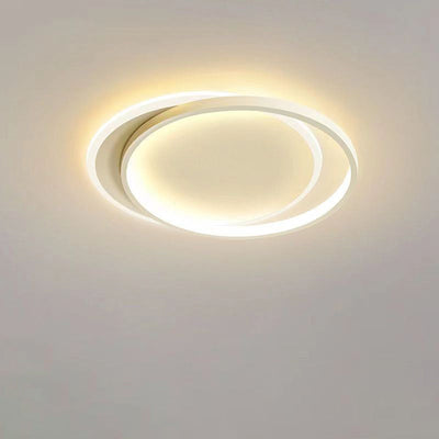 Modern Minimalist Two Round Aluminum Iron Acrylic Silicone LED Flush Mount Ceiling Light For Bedroom