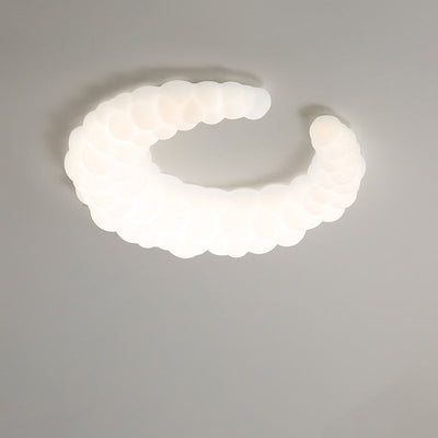 Modern Minimalist Crescent PE Iron LED Flush Mount Ceiling Light For Bedroom