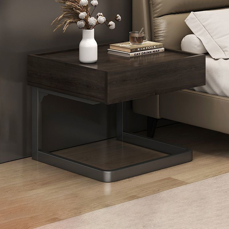 Modern Minimalist Rectangular Manufactured Board Tube Nightstand 1-Drawer For Bedside