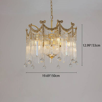 Contemporary Luxury Copper Bow Crystal Beads 6/7/9-Light Chandelier For Living Room