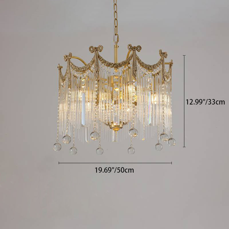 Contemporary Luxury Copper Bow Crystal Beads 6/7/9-Light Chandelier For Living Room