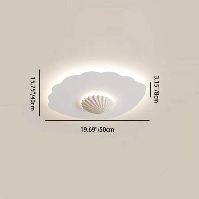 Contemporary Scandinavian Shell Iron Resin LED Flush Mount Ceiling Light For Living Room