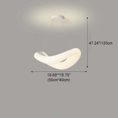 Modern Minimalist PE Wave Ring Hardware LED Pendant Light For Bedroom