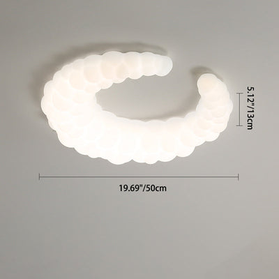 Modern Minimalist Crescent PE Iron LED Flush Mount Ceiling Light For Bedroom