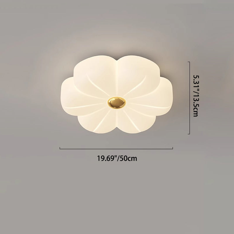 Modern Minimalist Cream Petal Iron PE LED Flush Mount Ceiling Light For Bedroom