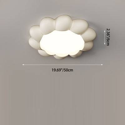 Modern Minimalist Cream Round Flower Resin Acrylic LED Flush Mount Ceiling Light For Bedroom