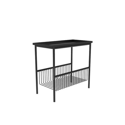 Contemporary Scandinavian Rectangle Iron Top End Table 2-Tier Storage Shelves For Living Room