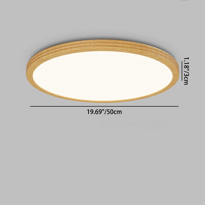 Modern Minimalist Multi-Layer Round Original Wood Grain Iron Aluminum Acrylic LED Flush Mount Ceiling Light For Bedroom