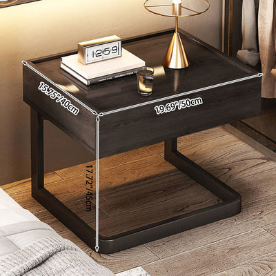 Modern Minimalist Rectangular Faux Panel Tubing Nightstand 1-Drawer For Bedroom