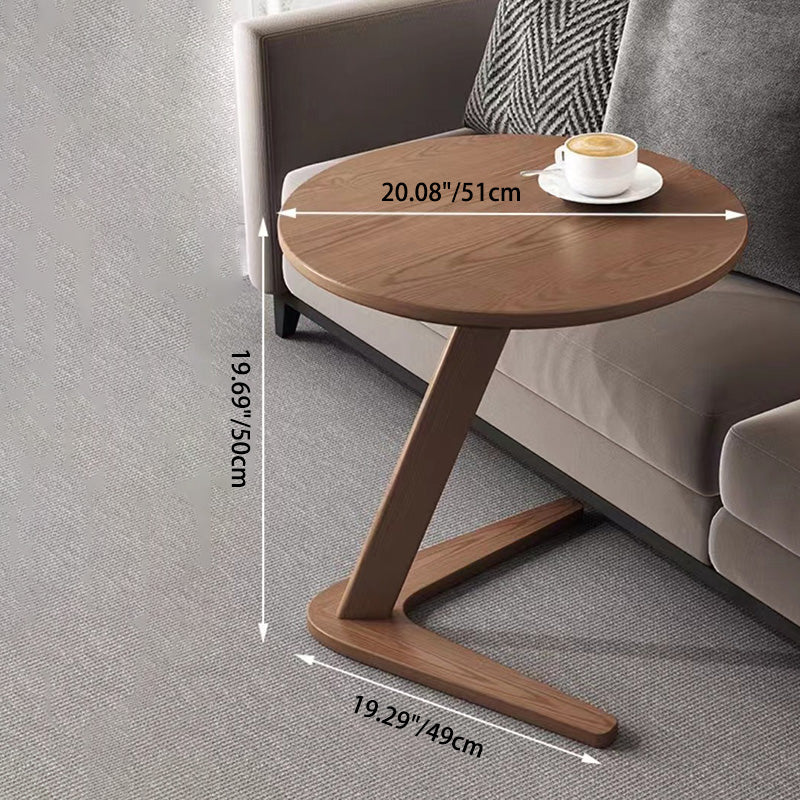 Contemporary Nordic Round Triangle Base Wood Coffee Table For Living Room