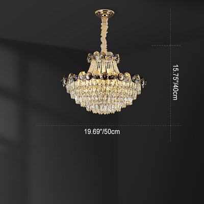 Contemporary Luxury Half Round Ball Crystal Iron 8/10/11/14/17/24 Light Chandelier For Living Room