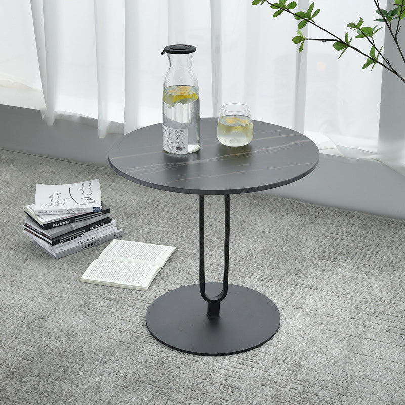 Modern Minimalist Round Marble Stainless Steel Coffee Table Three Legs For Living Room