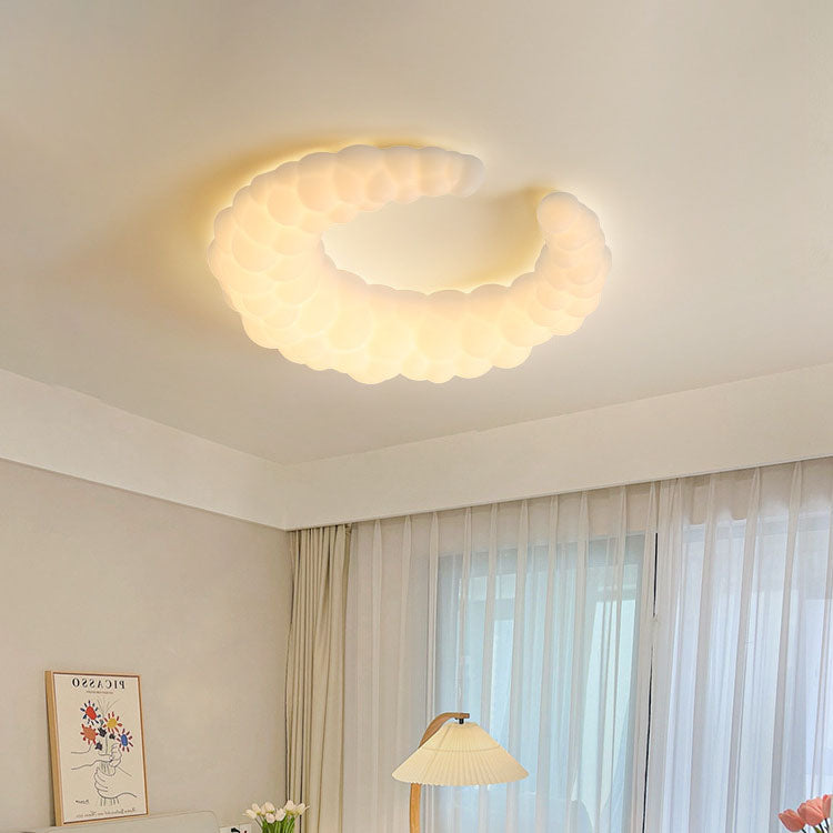 Modern Minimalist Moon Iron PE LED Flush Mount Ceiling Light For Bedroom