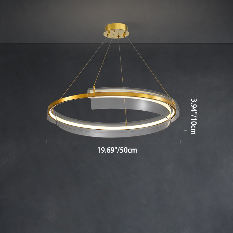 Contemporary Nordic Round Square Tube Metal Acrylic LED Chandelier For Living Room