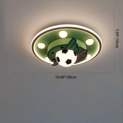 Contemporary Creative Kids Soccer Hardware ABS Acrylic LED Flush Mount Ceiling Light For Bedroom