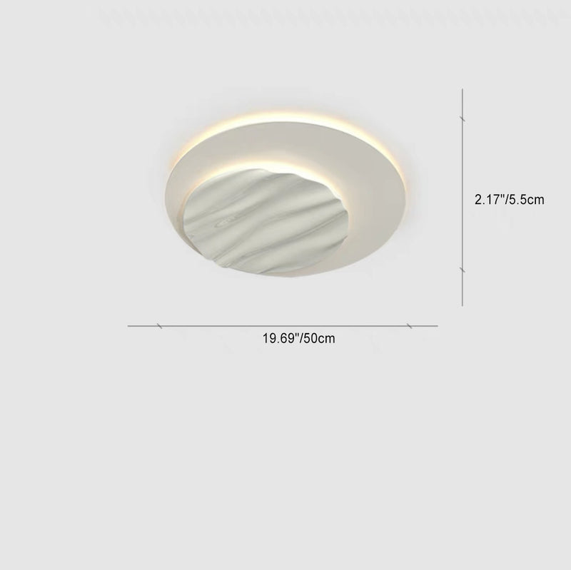 Modern Minimalist Aluminum Polycarbonate Round Ripple LED Flush Mount Ceiling Light For Bedroom