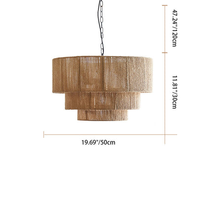 Contemporary Boho Iron Twine Round 3-Light Pendant Light For Dining Room