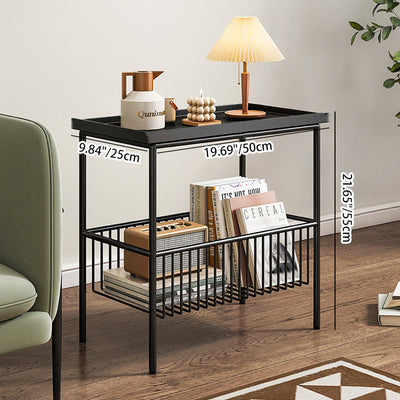 Modern Minimalist Rectangular Iron End Table 2-Tier For Living Room